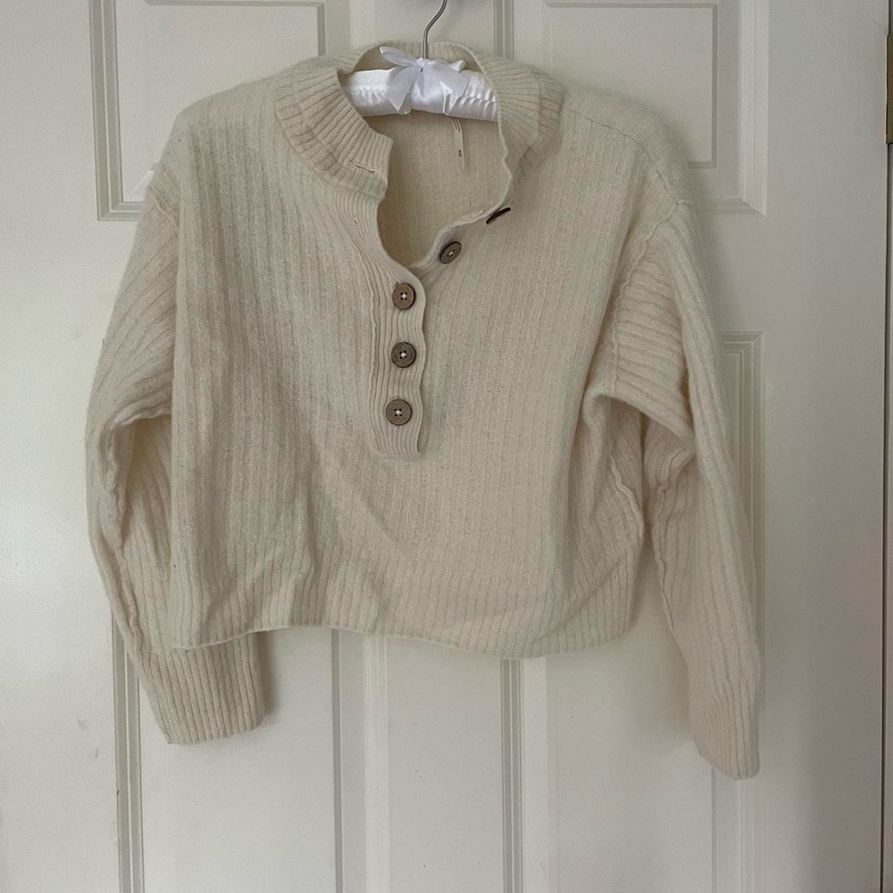 Cozy Cream Button-Up Sweater